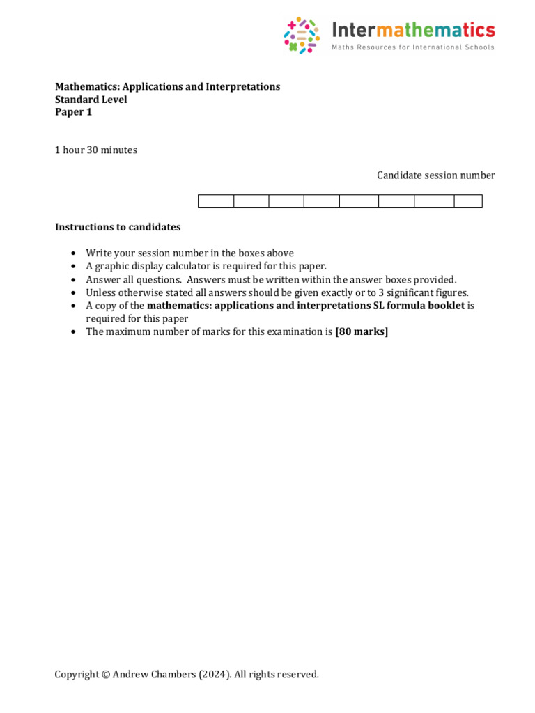 Math Applications & Interpretations SL Exam | PDF | Null Hypothesis ...