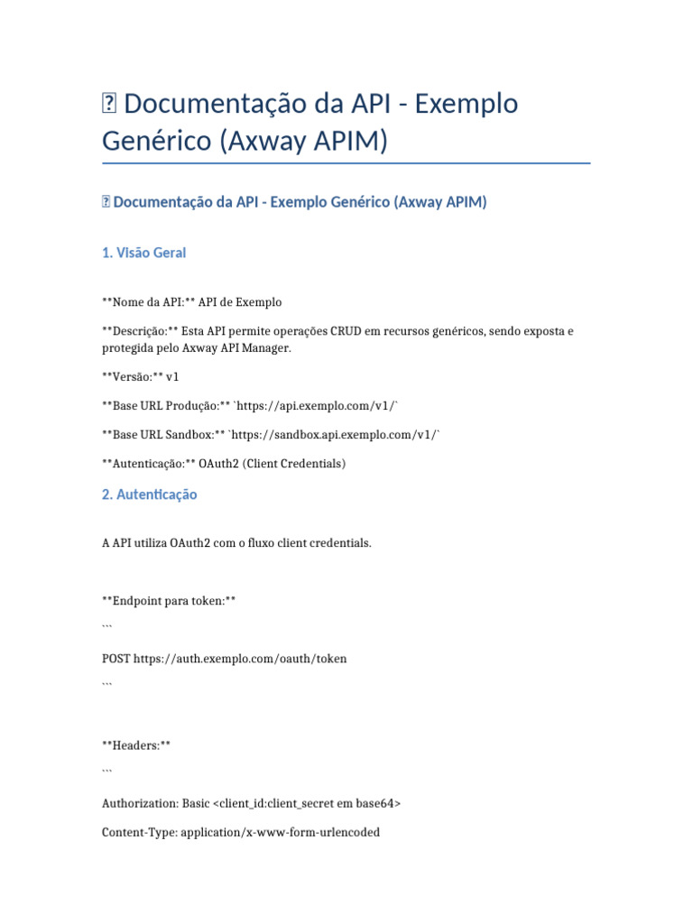 API de Exemplo: Documentação Completa | PDF
