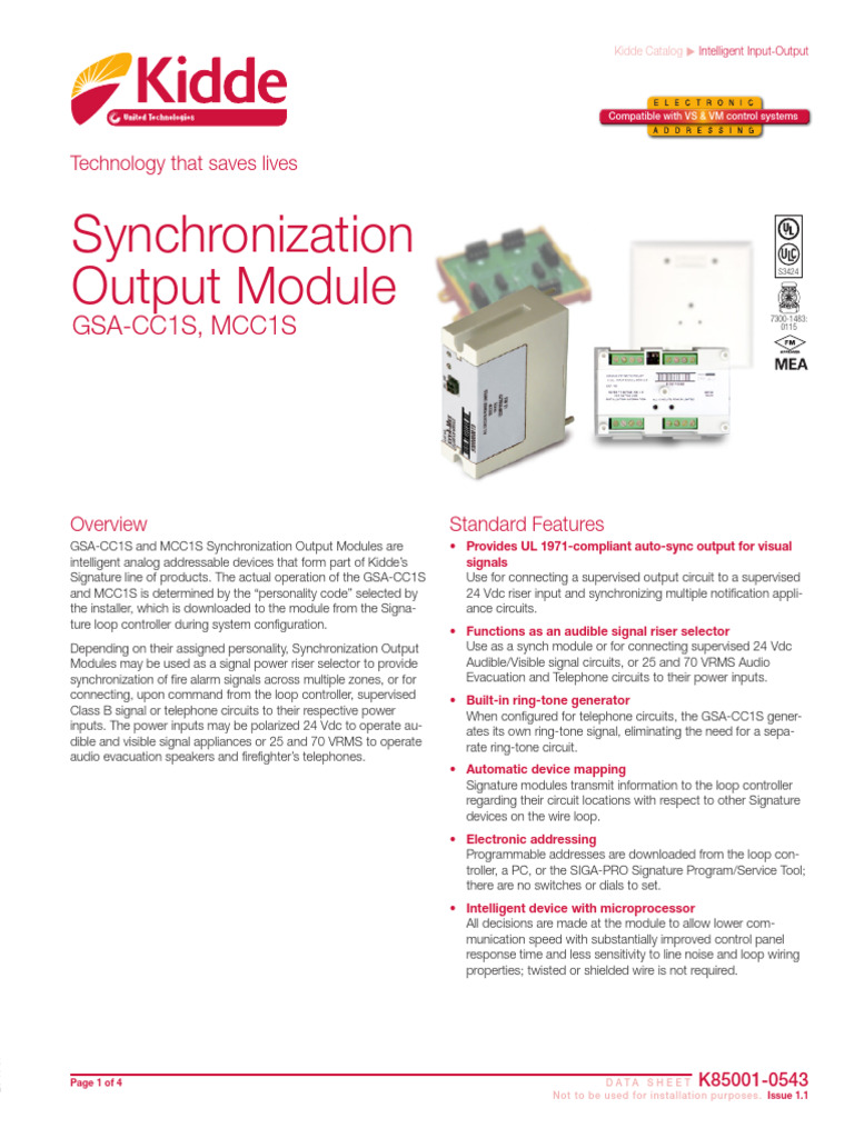 Kidde GSA-CC1S/MCC1S Module Overview | PDF | Electrical Wiring ...