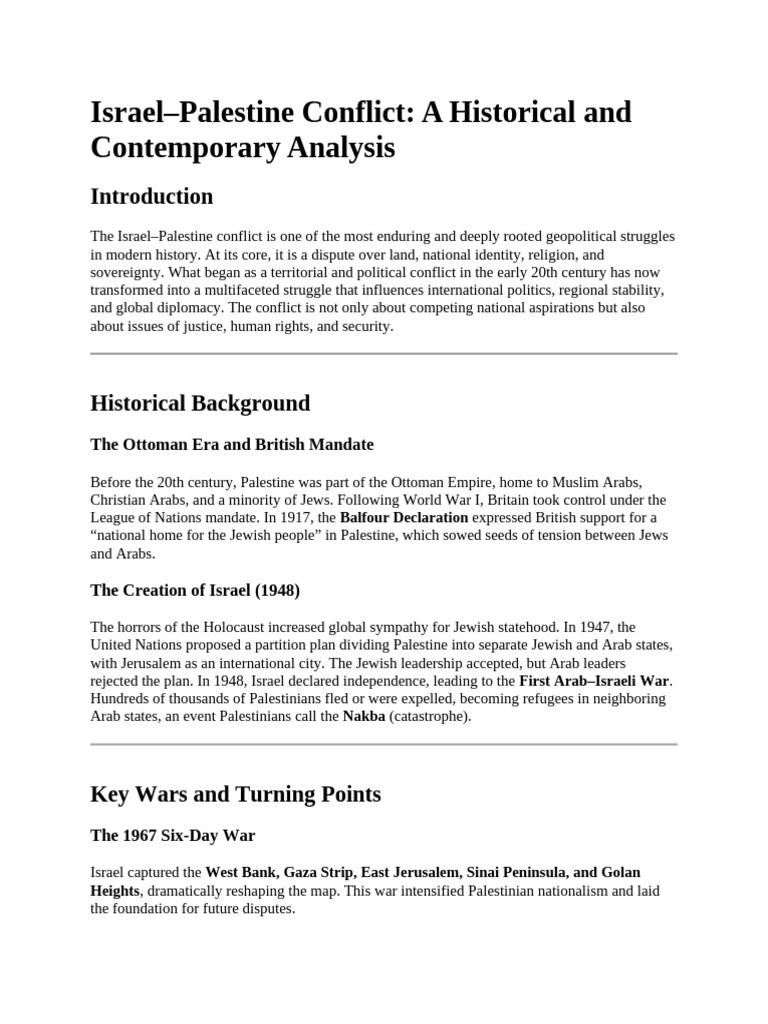 Palestine Isreal Conflict | PDF | Israel | World Politics