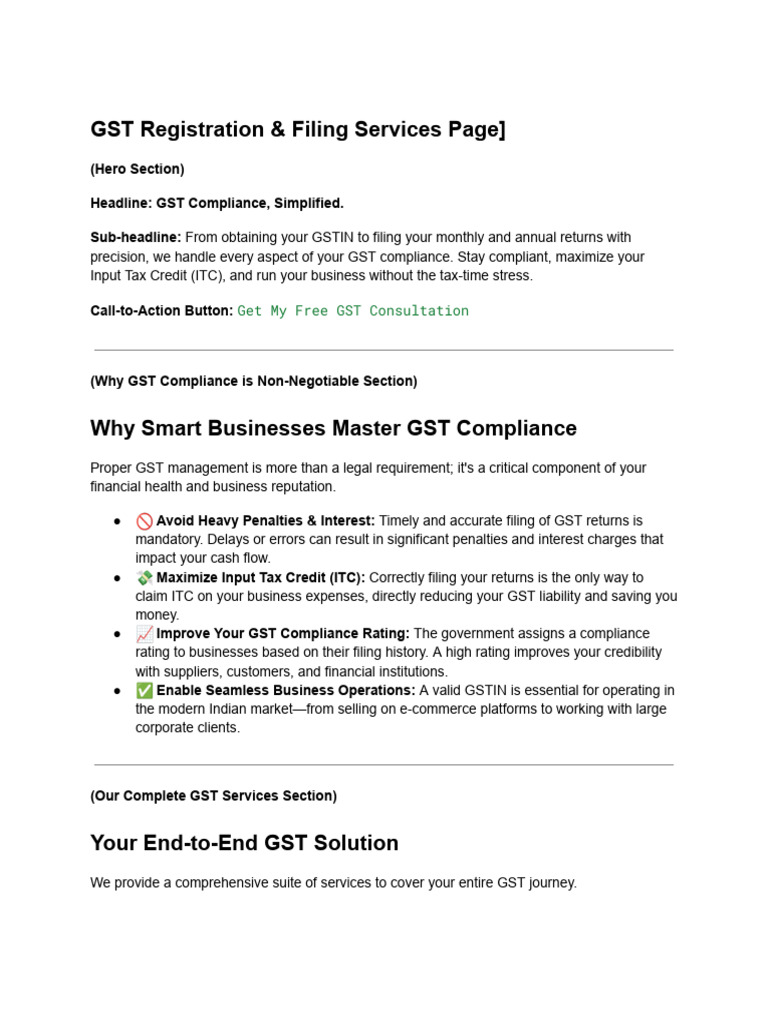 Comprehensive GST Registration & Filing | PDF | Limited Liability ...