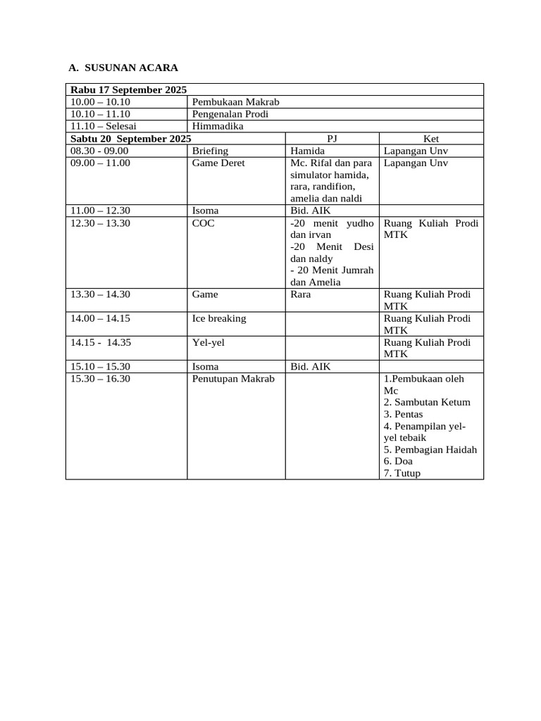 Susunan Acara Makrab 2025 | PDF