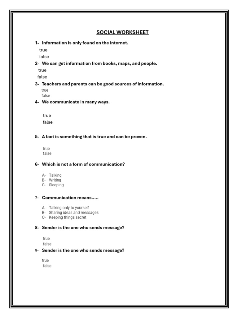 Social Worksheet | PDF