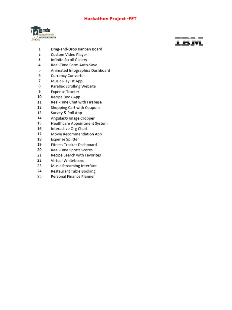 Hackathon Project Ideas and Plans | PDF