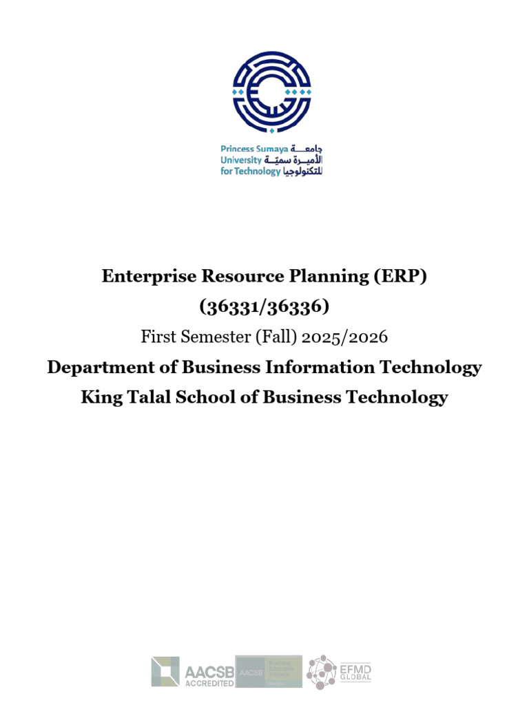 ERP Blended Course Syllabus Fall 2025 - 2026 | PDF | Enterprise ...