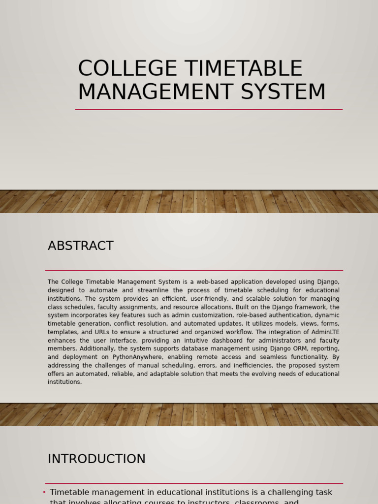 College Timetable Management System | PDF | Databases | System