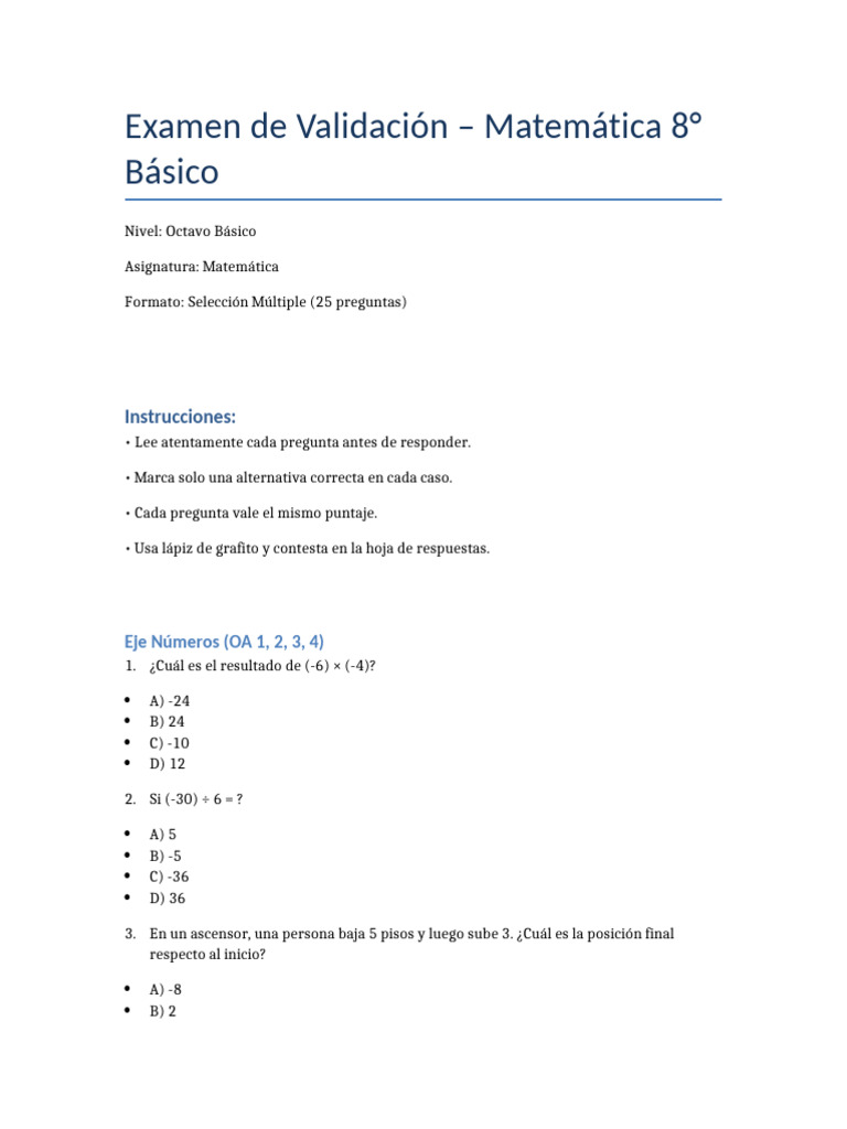 Examen Matemática 8° Básico: Selección Múltiple | PDF | Triángulo ...