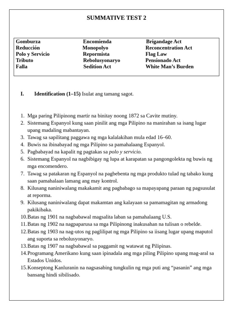 Summative Test 2 | PDF