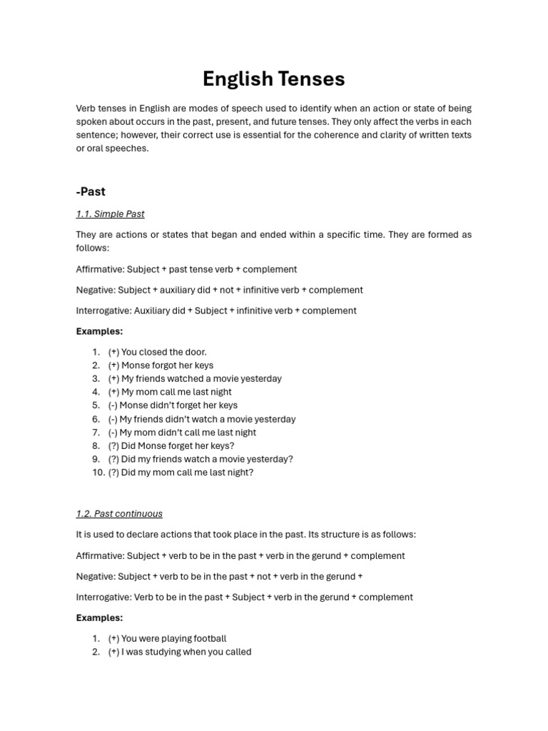 Understanding English Verb Tenses | PDF | Verb | Linguistic Typology