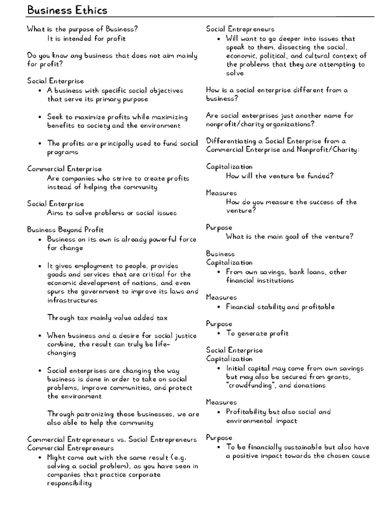 Business Ethics Notes | PDF