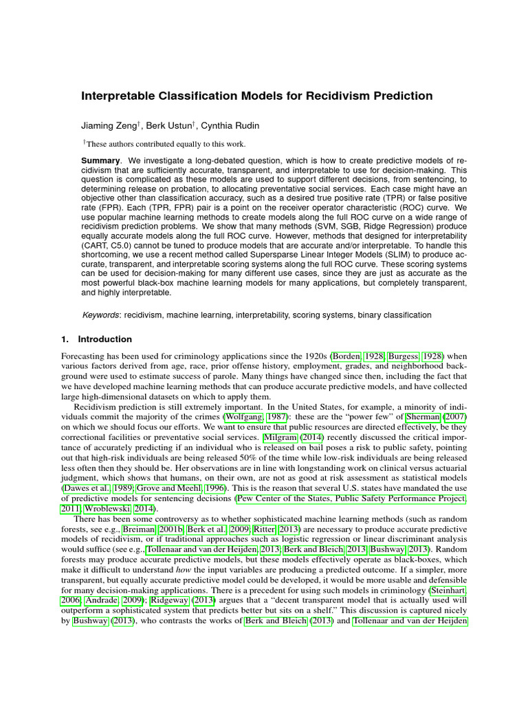 5 - Interpretable Classification Models For Recidivism Prediction | PDF ...