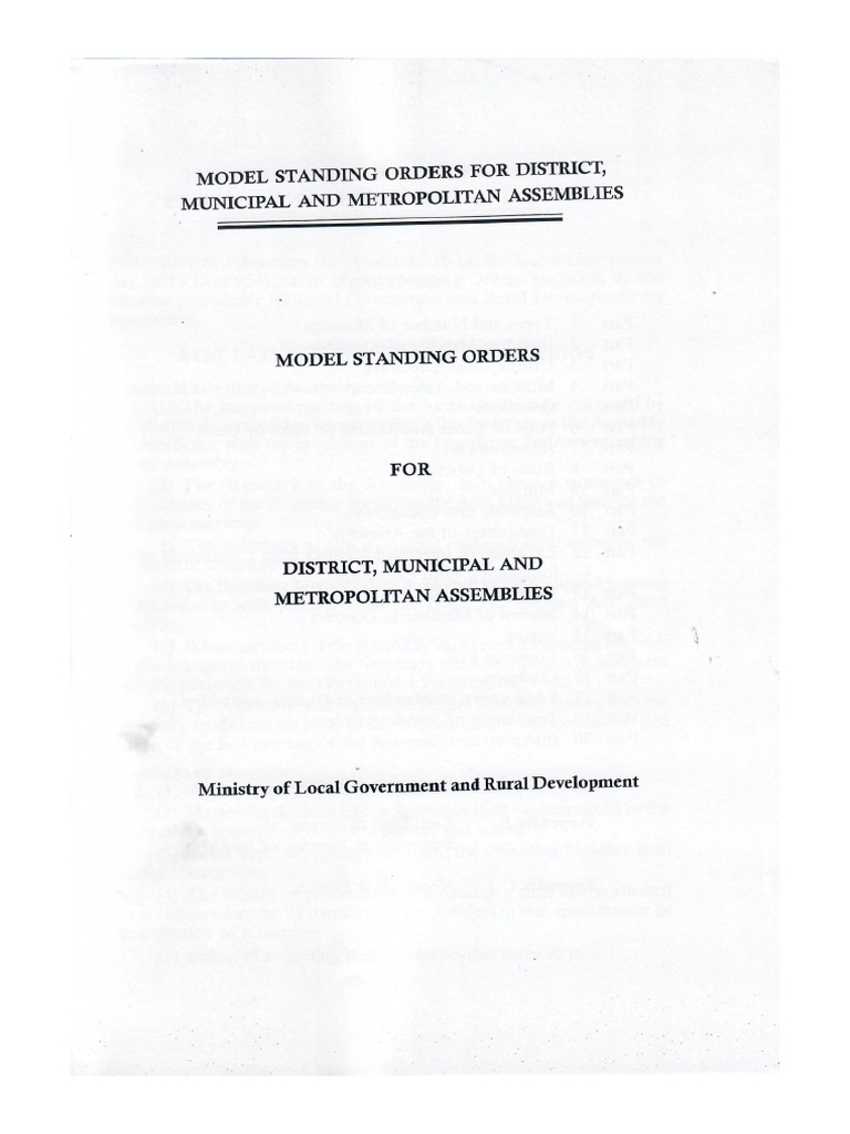 NEW Model Standing Order For District Assembly's in Ghana | PDF