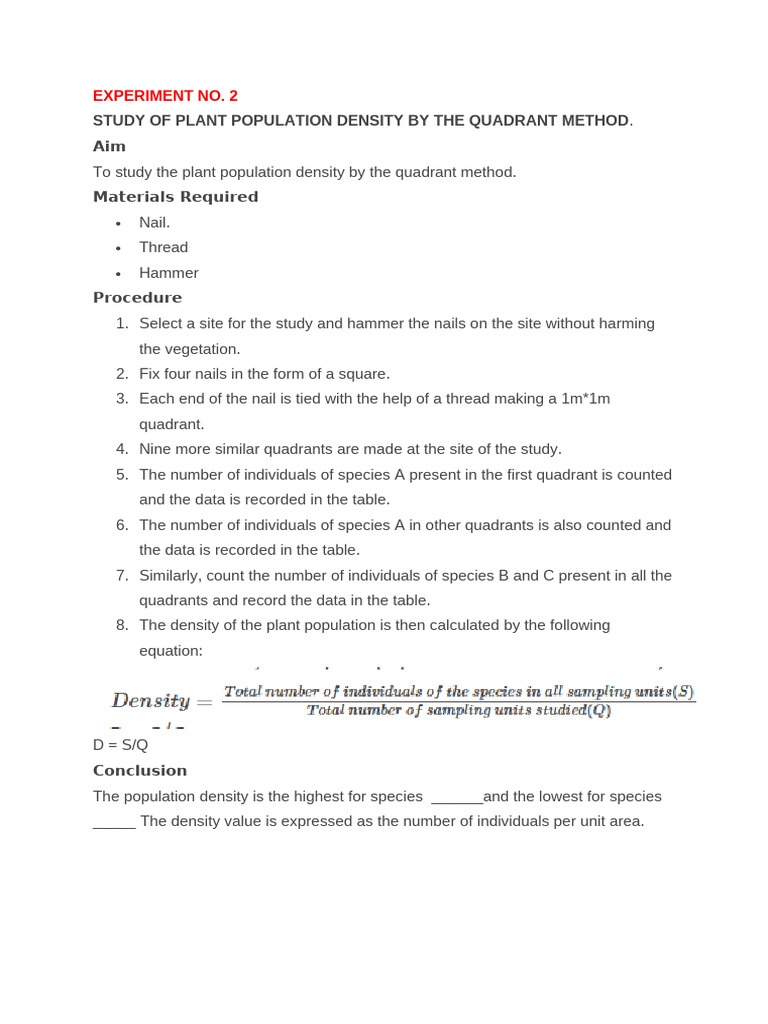Plant Population Density Study | PDF