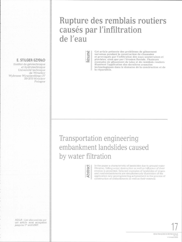 Glissements de remblais routiers et eau | PDF | Sciences de la terre ...
