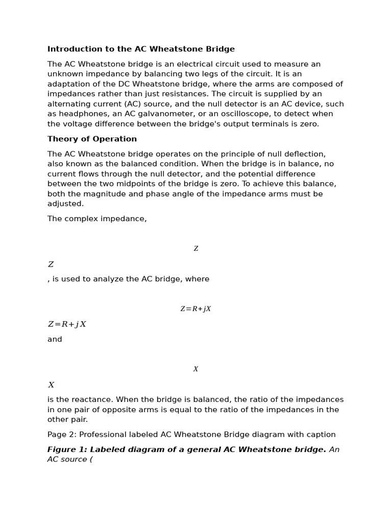 Introduction To The AC Wheatstone Bridge | PDF | Electrical Impedance ...