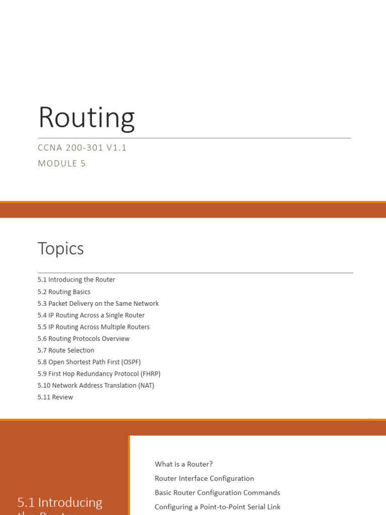 CCNA 200-301 Module 5: Routing Basics | PDF | I Pv6 | Router (Computing)