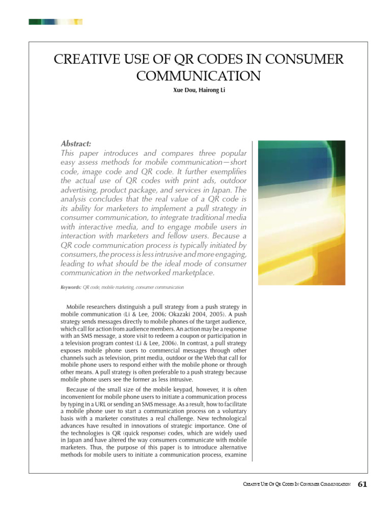 QR Codes in Mobile Consumer Marketing | PDF | Qr Code | Mobile Marketing