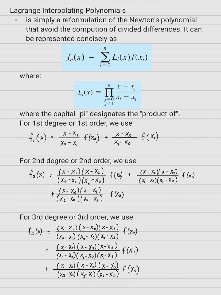 11 Lagrange Interpolating Polynomials | PDF