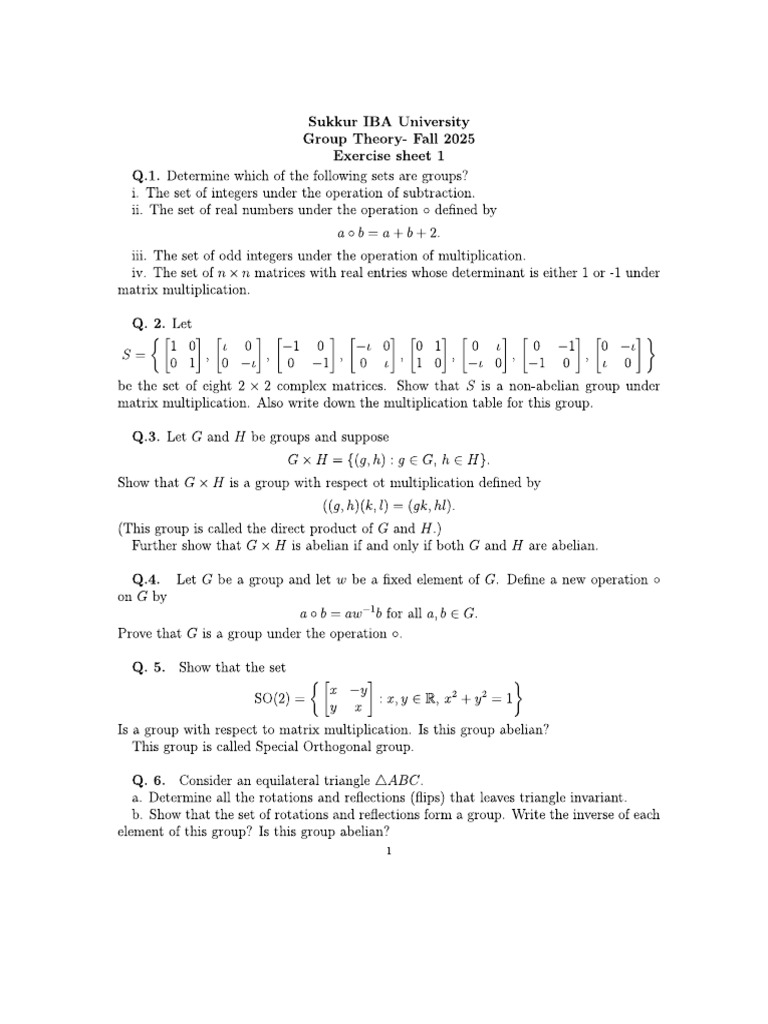 Ex Sheet 1 Groups | PDF