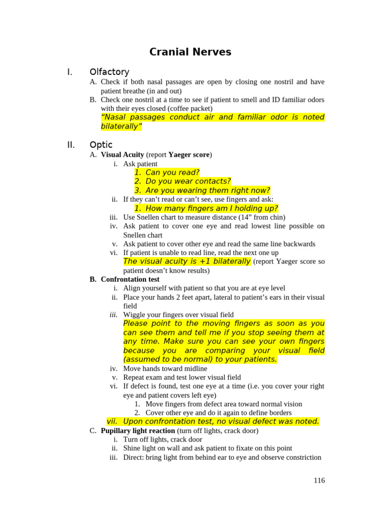 Comprehensive Guide to Cranial Nerve Exams | PDF | Human Anatomy ...