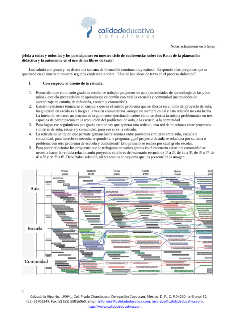 Respuesta Al Ciclo de Conferencias Sobre Planeación y Libros de Texto ...