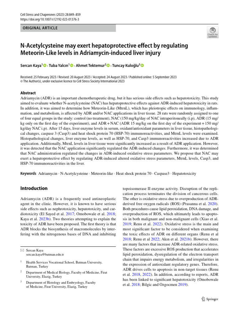 N-Acetylcysteine's Role in Liver Protection | PDF | Complementary Dna ...