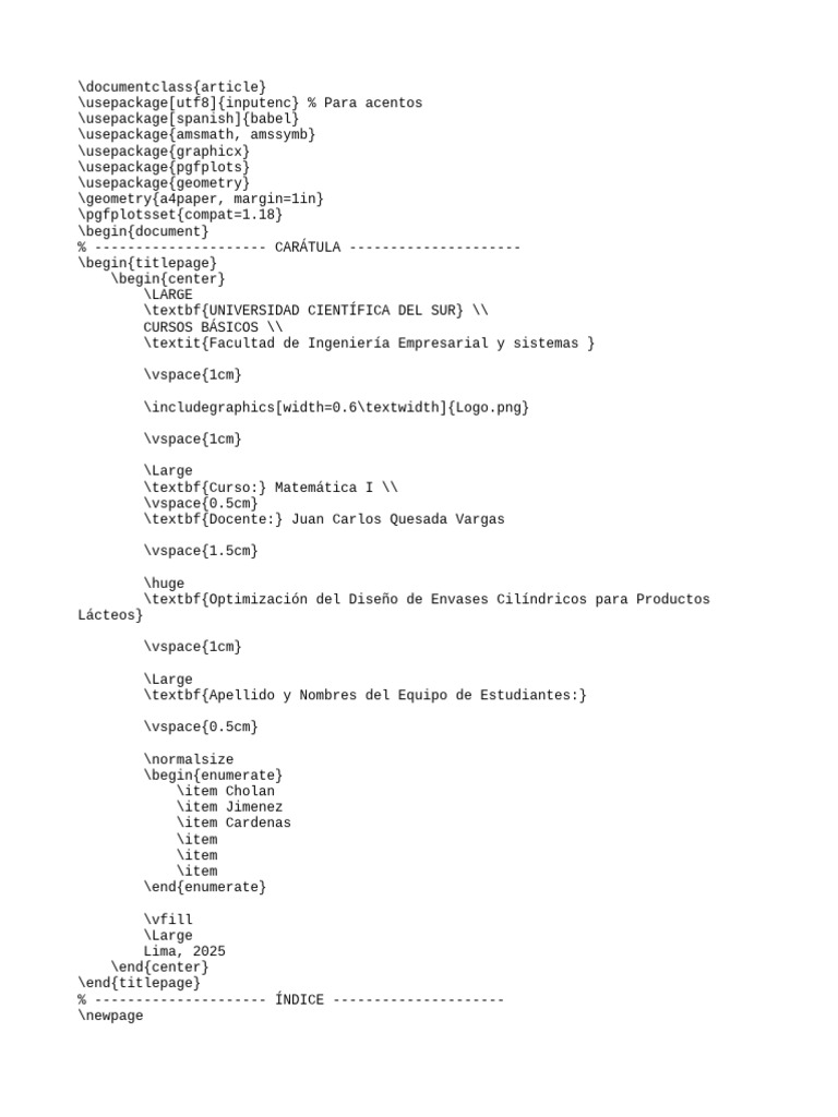 Código Tex para El Avance Del Trabajo | PDF | Derivado | Matemática ...