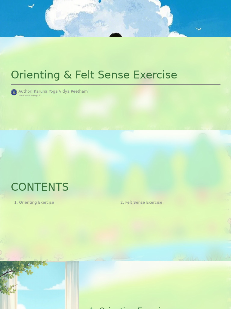 Orienting and Felt Sense Exercises Guide | PDF | Senses | Relaxation ...