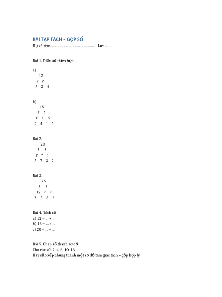 Bai Tap Tach Gop So | PDF
