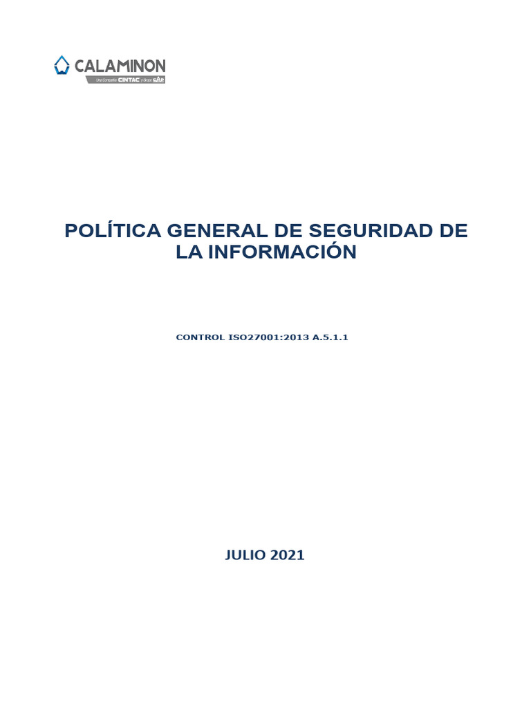 Política de Seguridad de la Información EGA | PDF | La seguridad ...