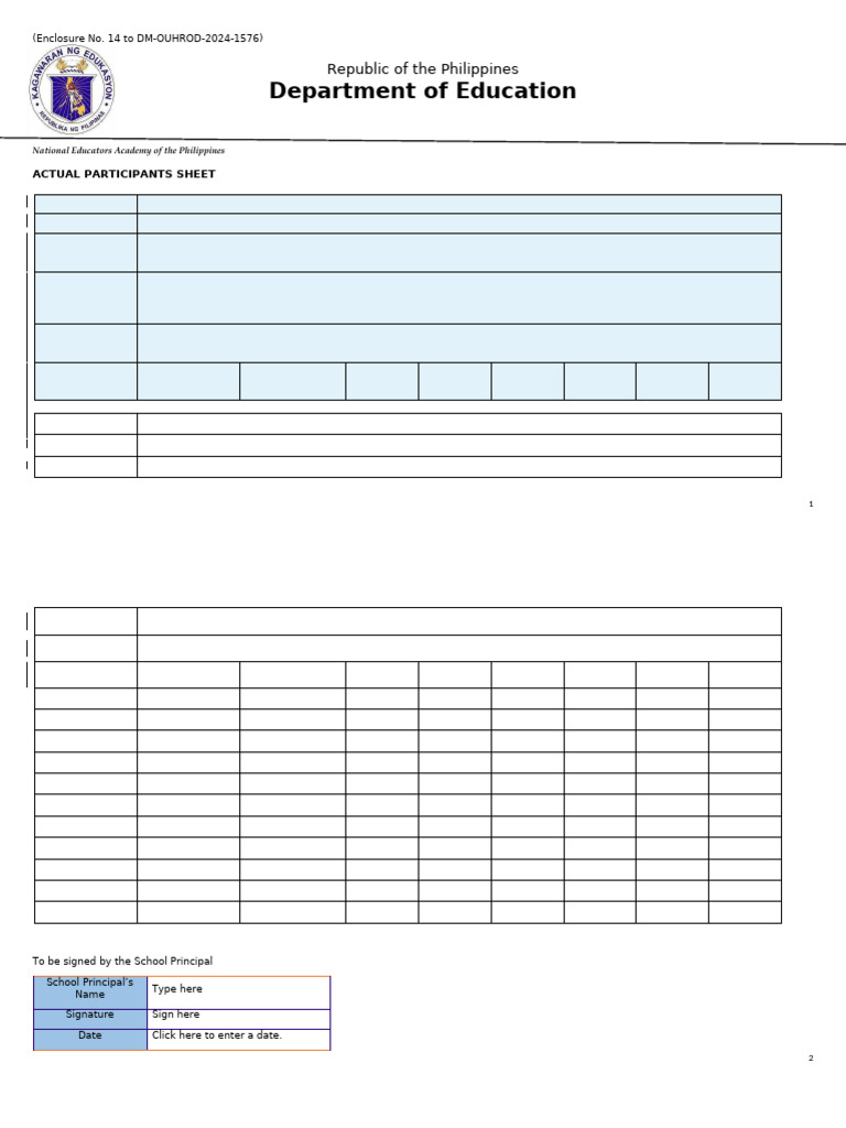 Enclosure No. 14 Actual Participants Profile Sheet | PDF ...