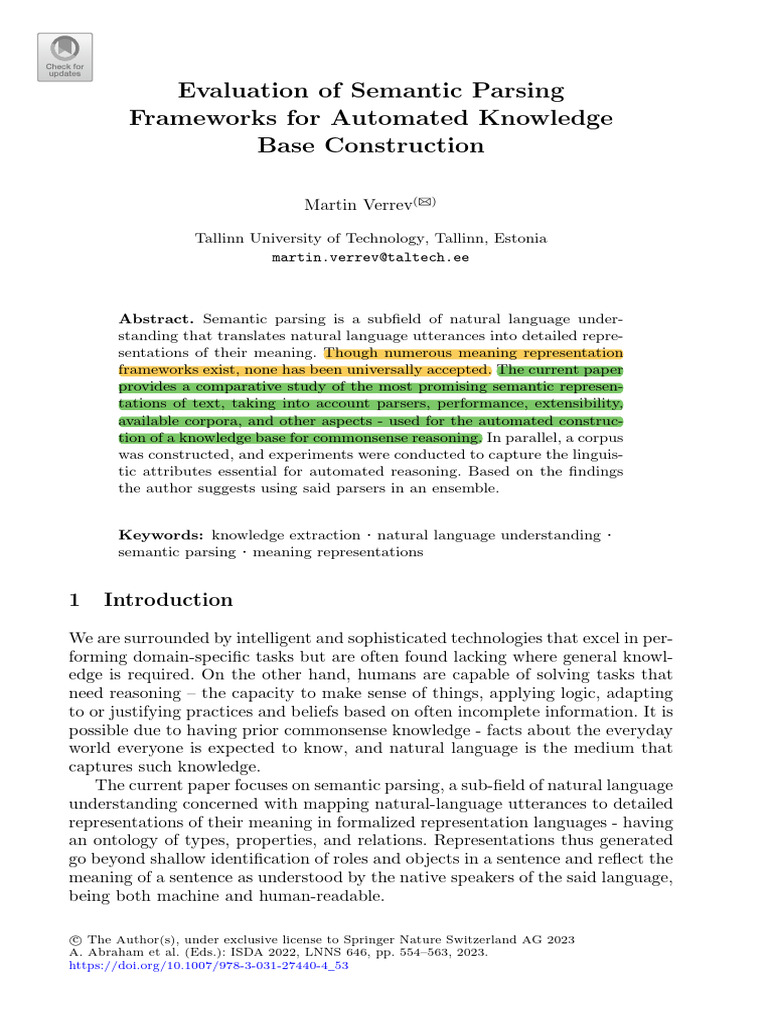 Semantic Parsing Frameworks Evaluation | PDF | Parsing | Linguistics