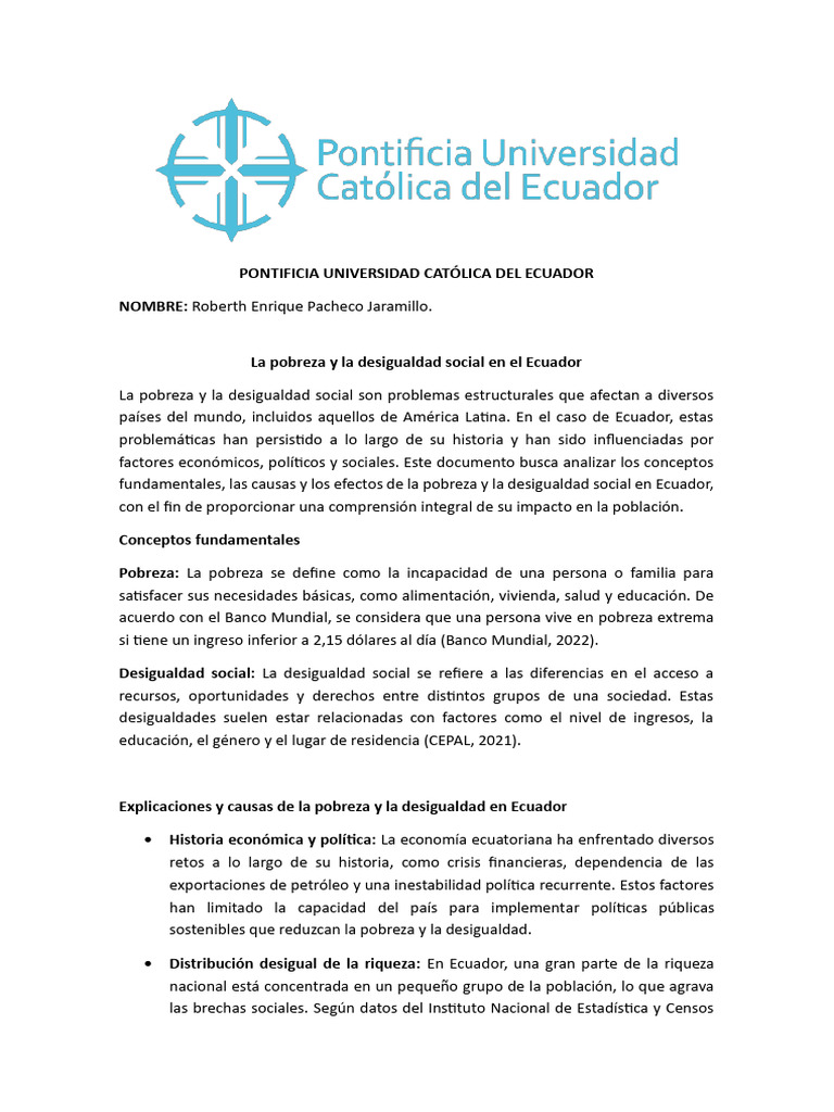 Roberth Pacheco - La Pobreza y La Desigualdad Social en El Ecuador ...