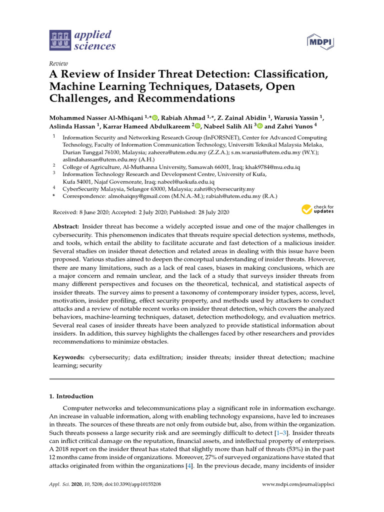Insider Threat Detection Review: Techniques & Challenges | PDF ...