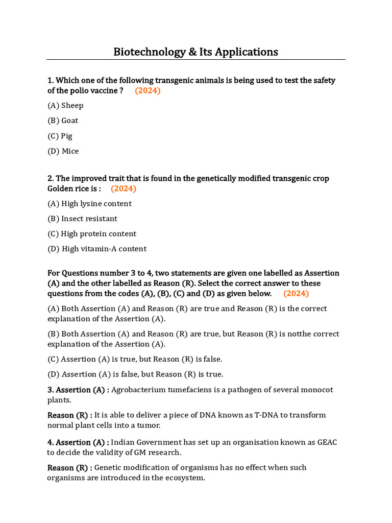 Biotechnology and Its Application | PDF | Genetically Modified Organism ...