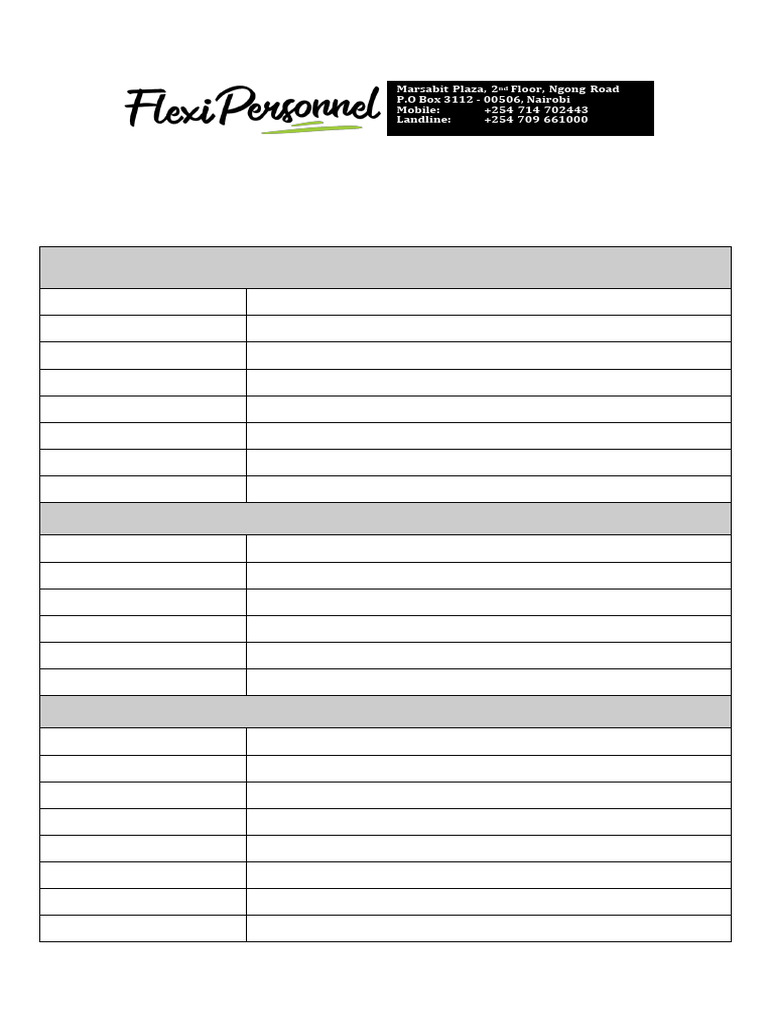 Flexi Personnel Personal Details Form | PDF