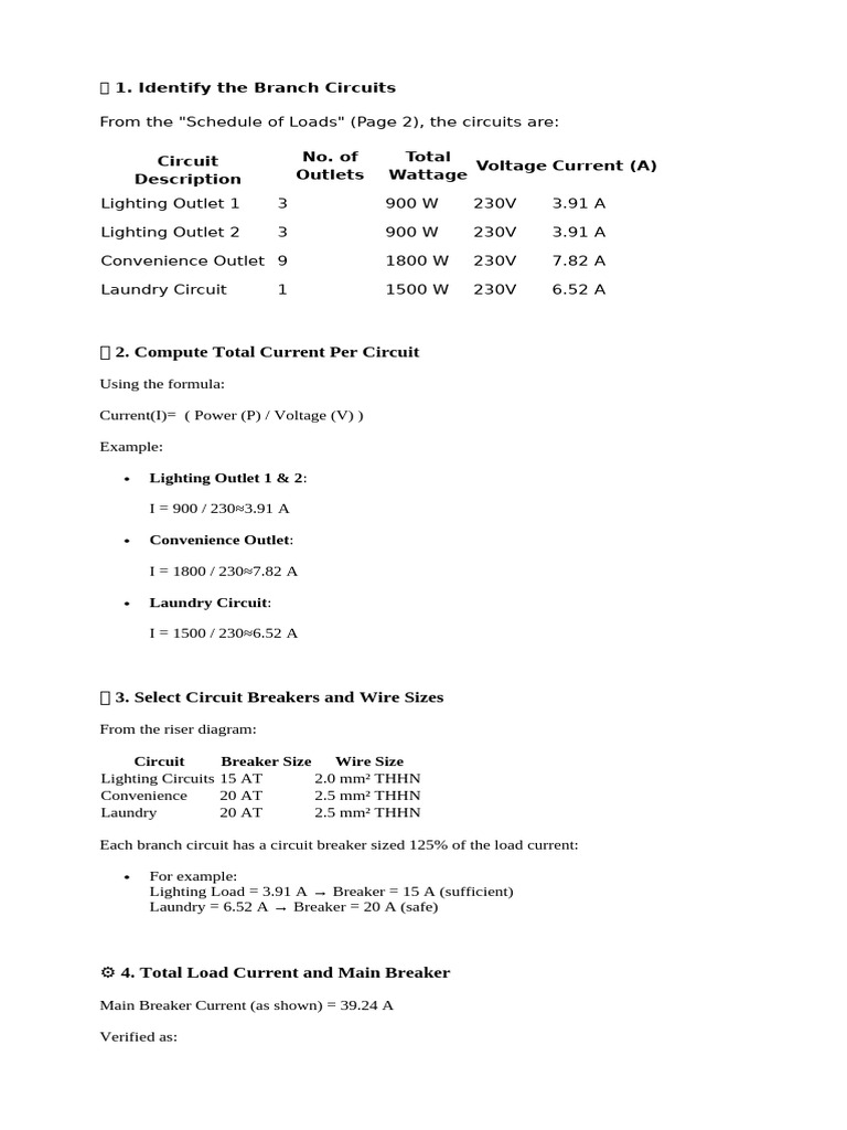 Branch Circuit Load Calculation Guide | PDF