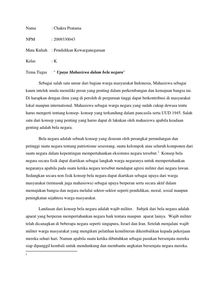Upaya Mahasiswa Dalam Bela Negara