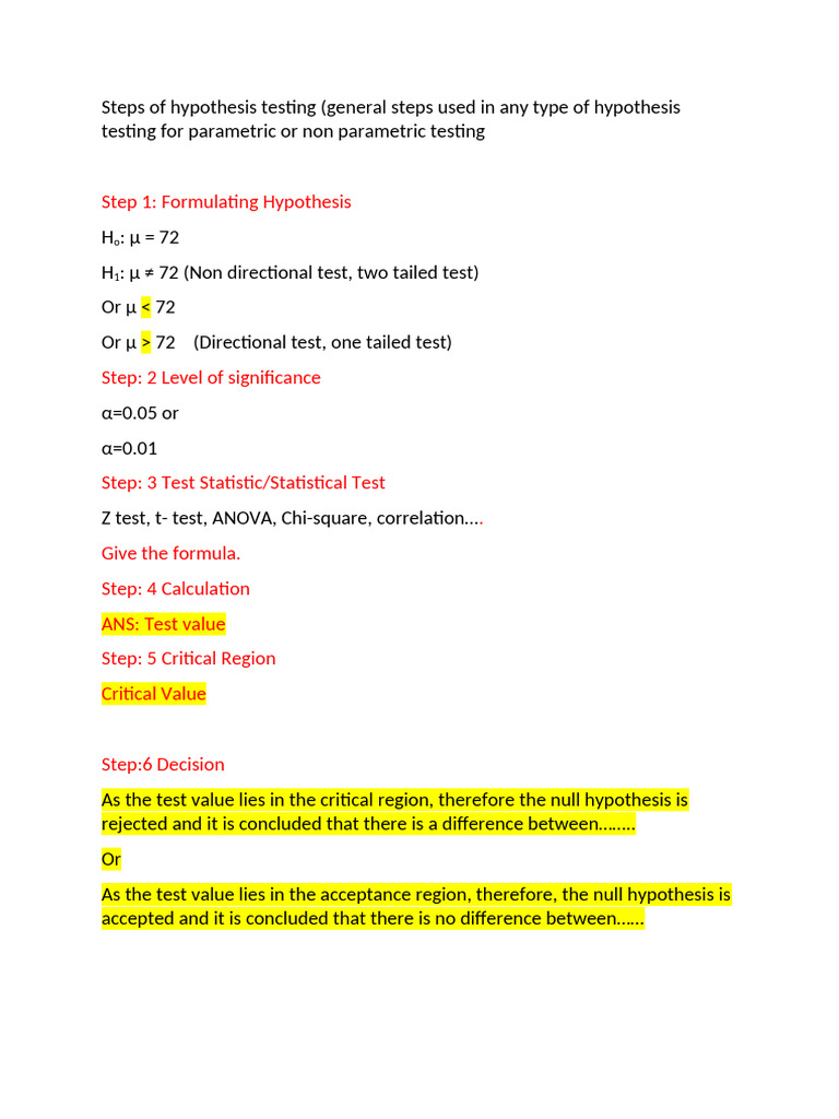 Hypothesis Testing Steps Explained | PDF | Tests | Statistical Inference