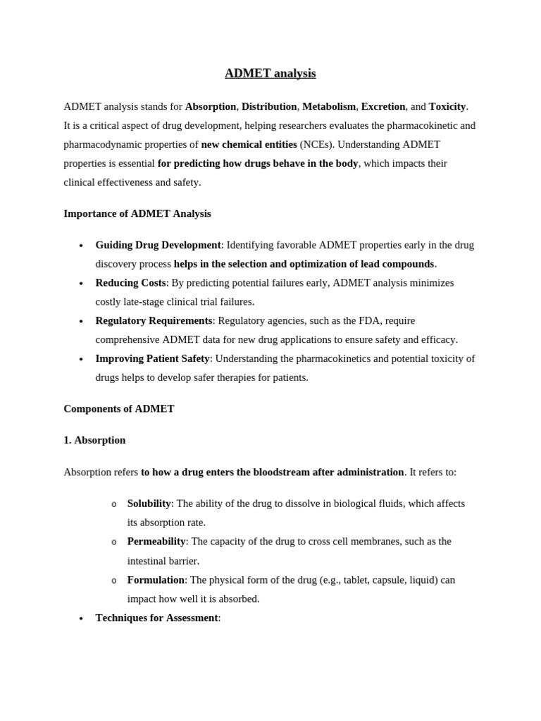 Understanding ADMET Analysis in Drug Development | PDF | Drug ...