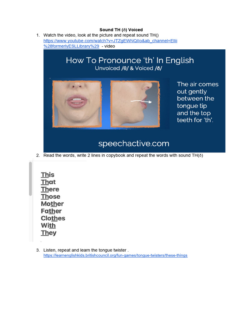 Pronunciation TH Voiced - 1 | PDF