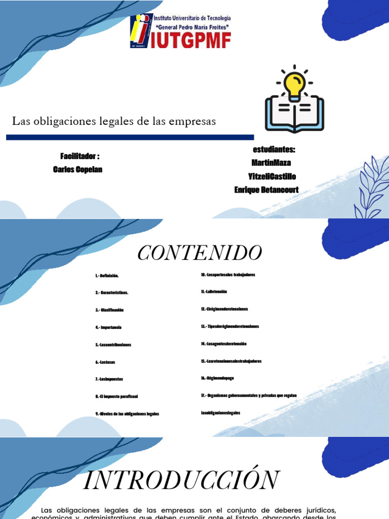 Obligaciones Legales de las Empresas | PDF | Impuestos | Contabilidad