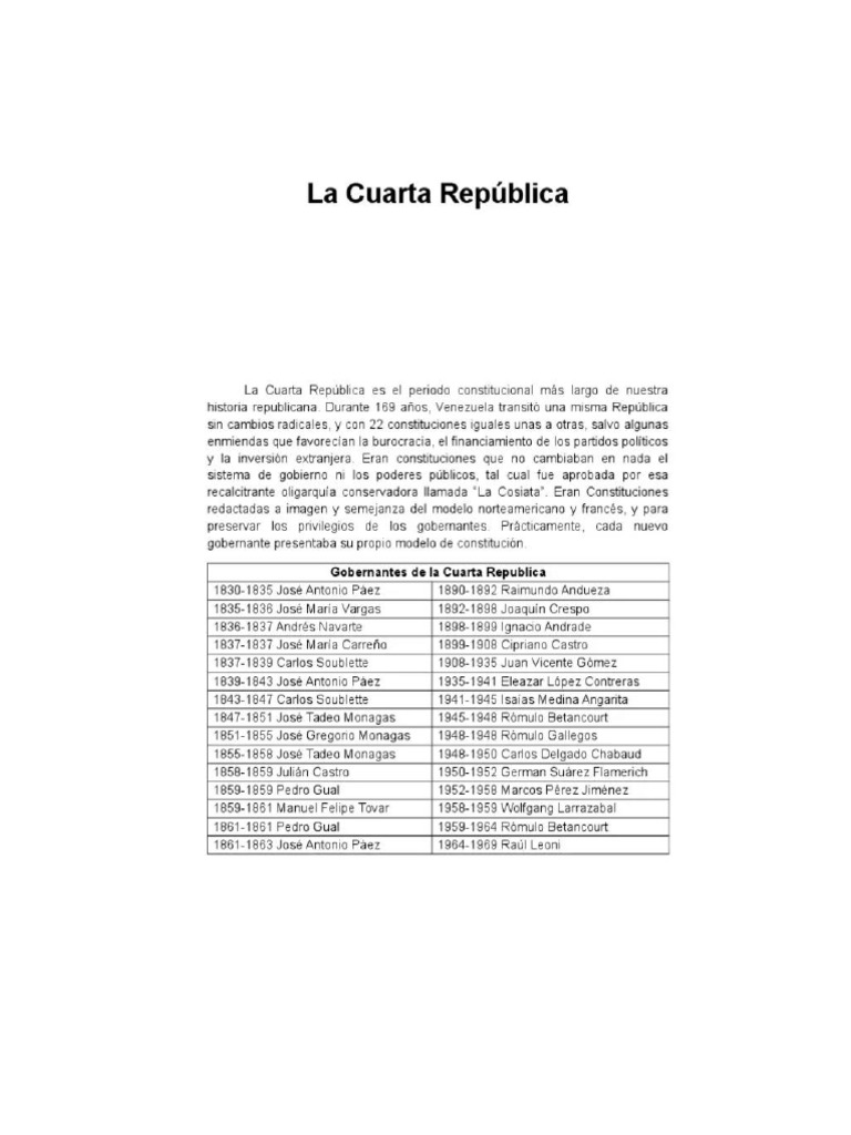 La Cuarta Republuca en Venezuela. | PDF