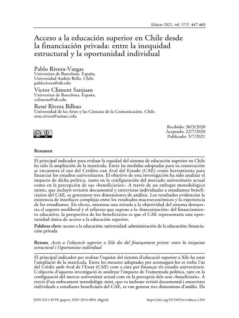 Acceso a educación superior en Chile | PDF | Chile