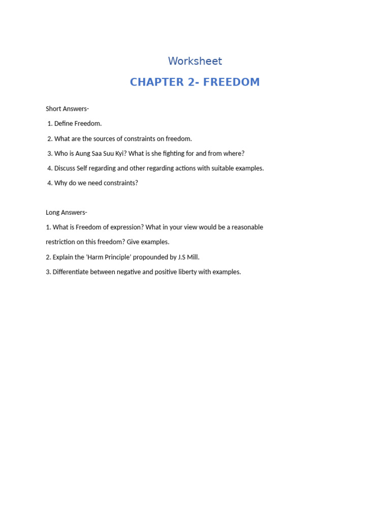 Freedom Worksheet | PDF