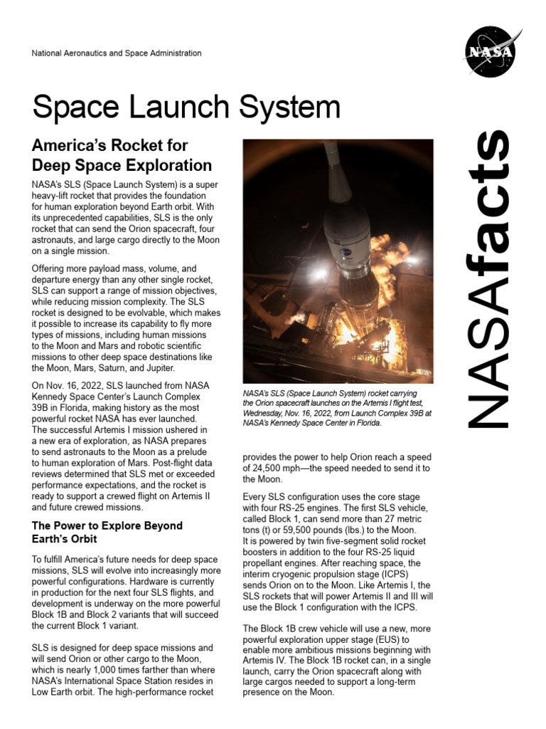 NASA's SLS: America's Deep Space Rocket | PDF | Space Launch System ...