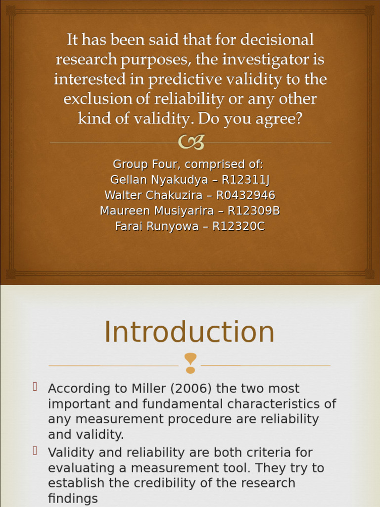 Validity and Reliability in Research | PDF | Validity (Statistics ...