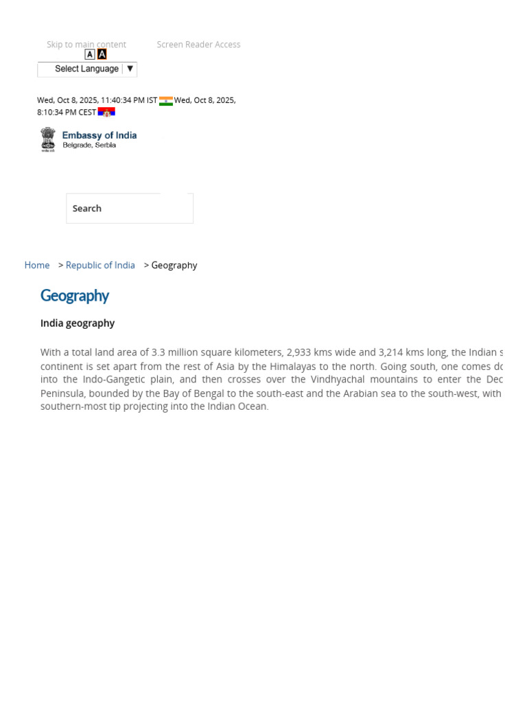 India Geography Overview and Features | PDF | Himalayas | Earth Sciences