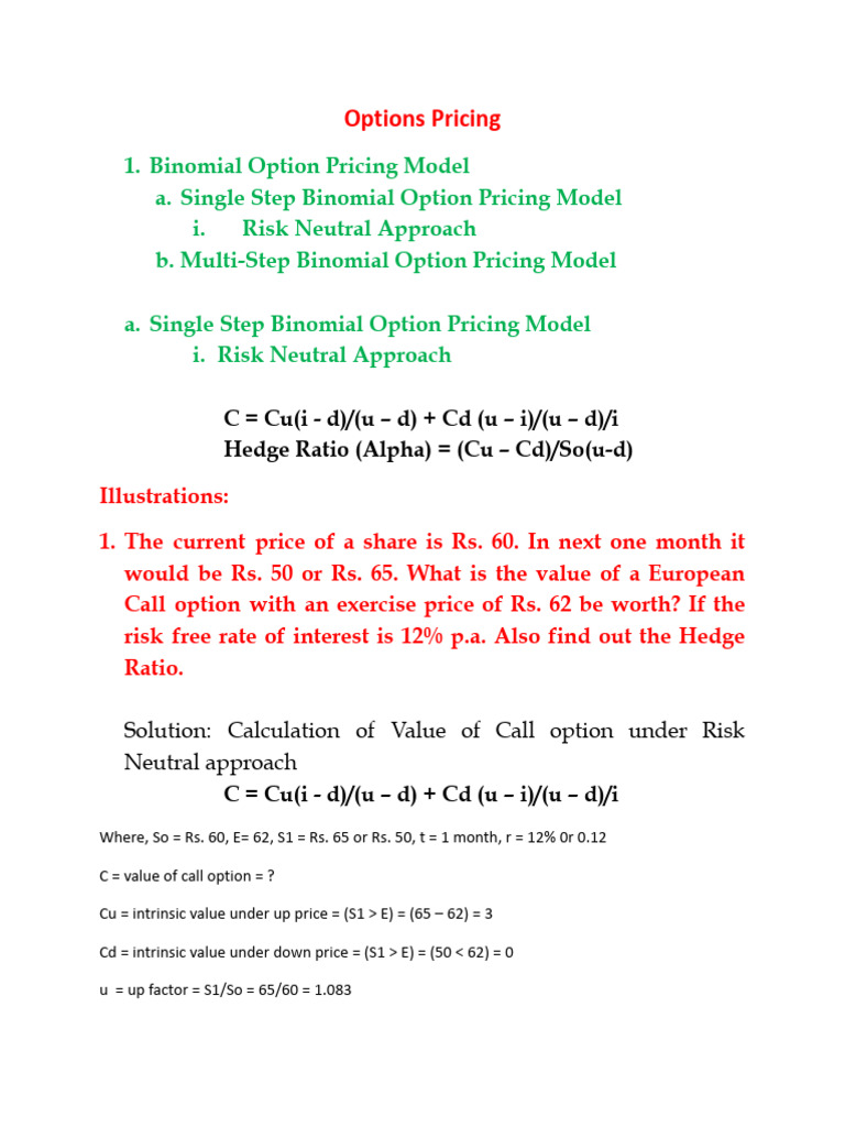 Binomial Options Pricing Explained | PDF | Option (Finance) | Put Option