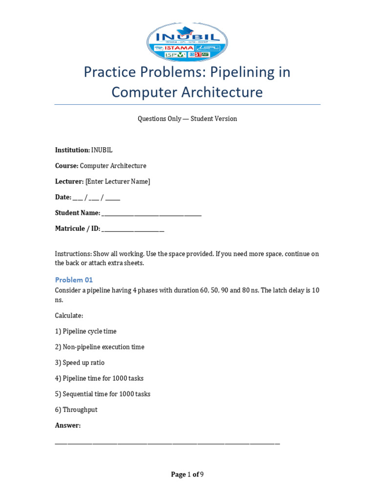 Pipelining Practice Problems in Computer Architecture | PDF | Central ...